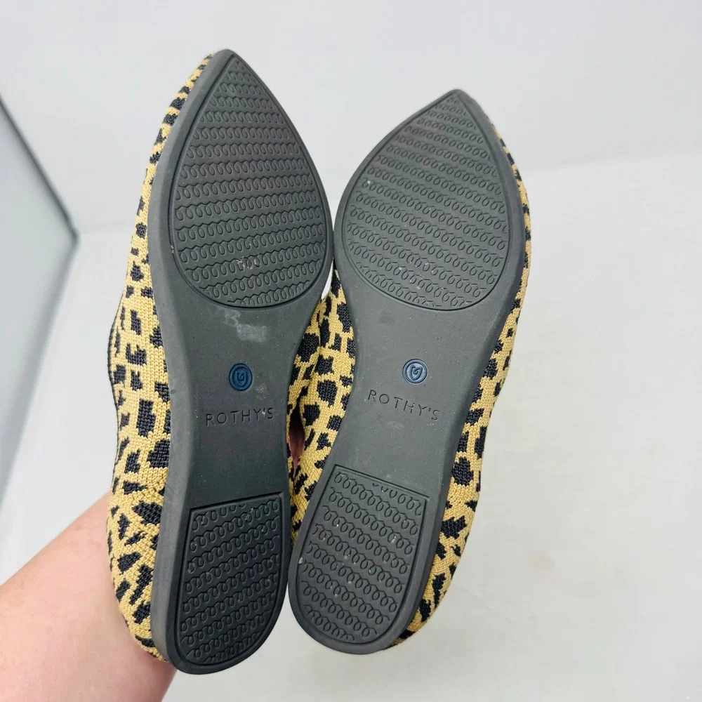 Rothys The Point Leopard‎ Print Flats Women's Shoes Size 7 Animal Print